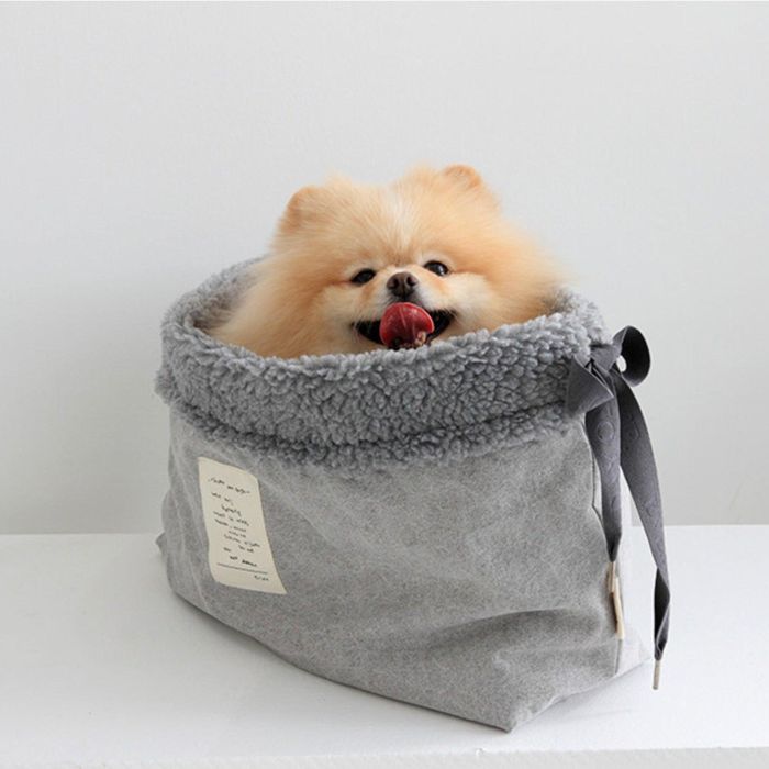 即納【WandookongMom】New Fleece Inner Bag（Gray） 韓国 犬備品 ドッググッズ 御徒面子 犬用御徒面子 ドッグバッグ キャリーバッグ スリングバッグ 軽さ たわい無い