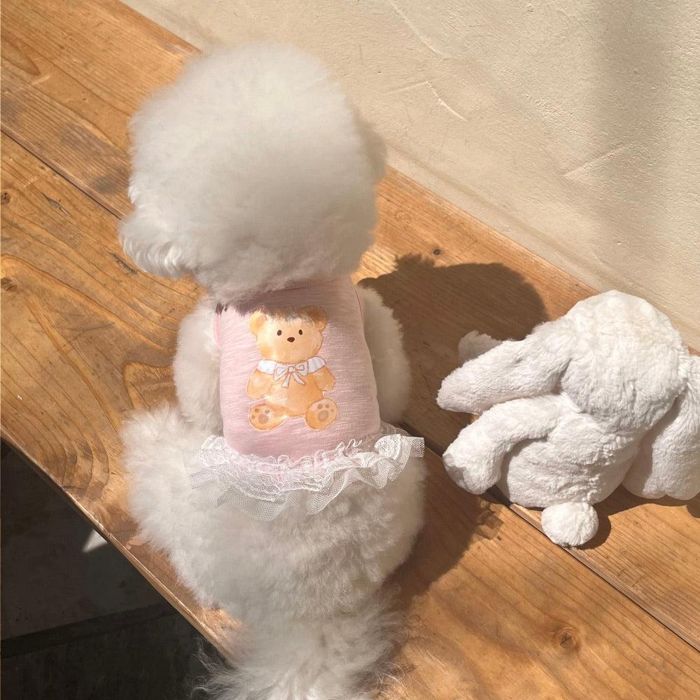 即納【Hi Yeboo】Vancci Bear Top（Pink） 犬用品 ドッググッズ Tシャツ スリーブレス ドッグウェア 犬服 犬の服 小型犬 小型犬服 韓国 6,732円