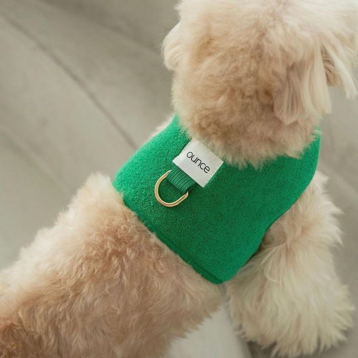 即納【OUNCE】terry velcro harness(Green) 韓国 犬用品 ドッググッズ ドッグウェア 犬服 犬の服 小型犬 小型犬服 ハーネス 犬のハーネス