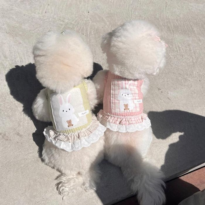 ※取って置く売りわたす【Hi Yeboo】Koko Bunny Sleeveless（Green / Pink） 犬服  ドッグウェア  犬の服  小型犬  小型犬服  犬装置  ドッググッズ  衣袂受け答え  春  夏