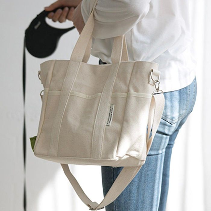 即納【BITE ME】Dog Walking Bag canvas（ivory） 韓国 ブランド かわいい おしゃれ プレゼント 小型犬 バッグ 散歩バッグ 水筒 散歩グッズ NEW 便利 犬 ペット用品 うんち袋