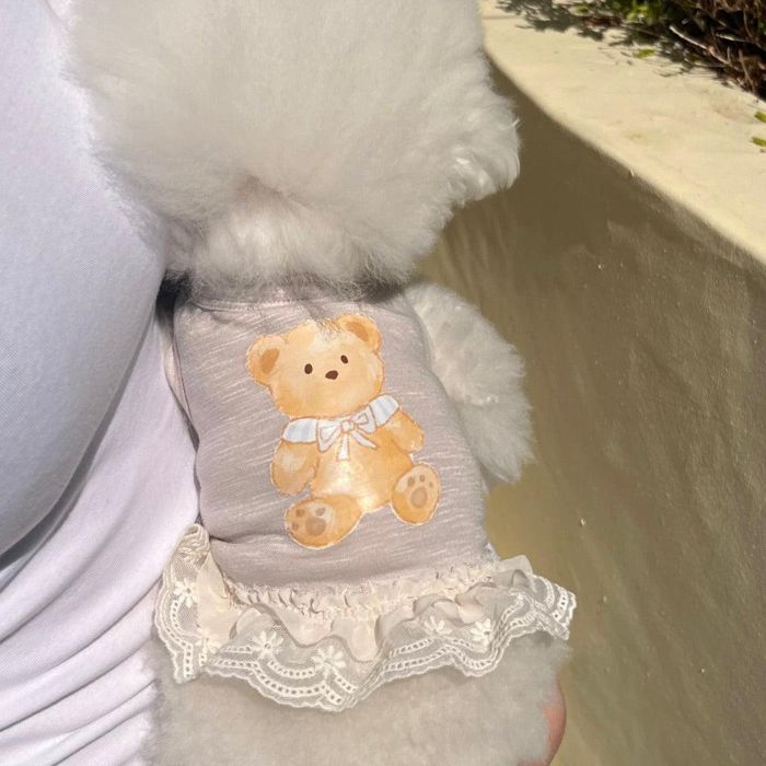 ※取っておく売りわたす【Hi Yeboo】Vancci Bear Top（Beige） 犬服  ドッグウェア  犬の服  衣袂受け答え  犬装置  ドッググッズ  小型犬  小型犬服  春  夏