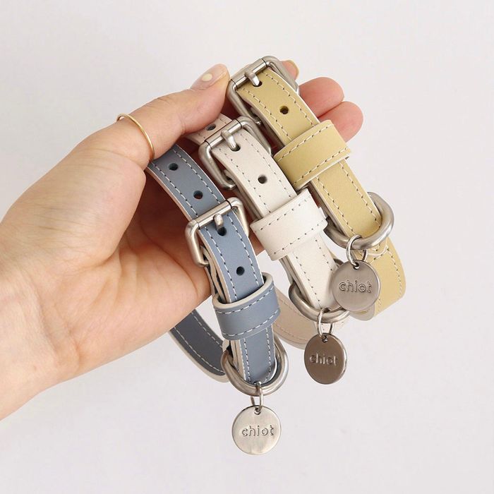 即納【Chiot】Premium Leather Collar 犬用品 ドッググッズ 首輪 犬の首輪 ドッグカラー 犬首輪小型犬 犬首輪 犬用首輪 リード 犬のリード