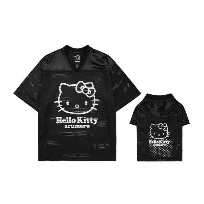 ※予約販売【ARUMARU】HELLO KITTY × ARUMARU Football Jersey set（Black） 犬服 ドッグウェア 犬の服 韓国 犬用品 ドッググッズ Tシャツ スリーブレス 小型犬 小型犬服