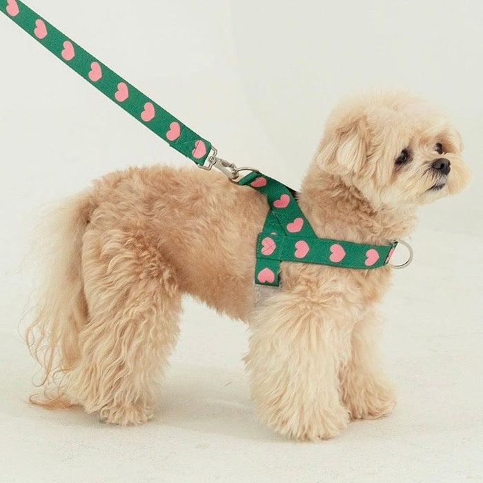 ※予約販売【OUNCE】heart bongbong harness（Green） 犬用品 ドッググッズ ハーネス 犬のハーネス ドッグハーネス 犬ハーネス小型犬 犬ハーネス 犬用ハーネス リード 犬のリード
