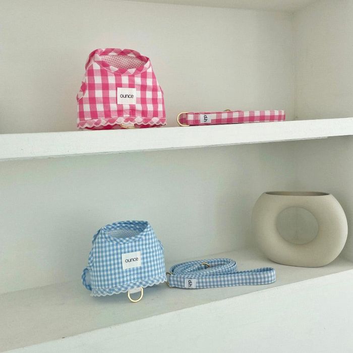 即納【OUNCE】pure gingham harness 犬用品 ドッググッズ ハーネス ドッグハーネス 犬ハーネス 犬用ハーネス リード 犬のリード 犬用リード 散歩リード