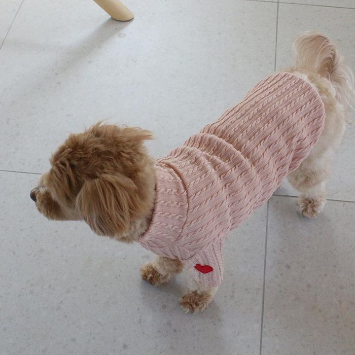 即納【OOPS! MY DOG】Cable Knit T（Salmon Pink） 犬服 ドッグウェア 犬の服 小型犬 小型犬服 犬装置 ドッググッズ ティーシャツ 衣袂受け答え 春