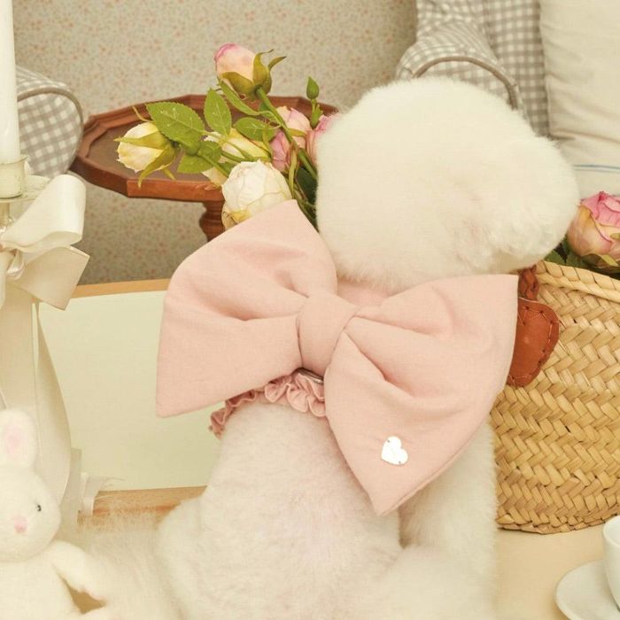 即納【meaningless】Heart Ribbon Harness（Pink） 犬用品 ドッググッズ ドッグウェア 犬服 犬の服 小型犬 小型犬服 ハーネス 犬のハーネス ドッグハーネス
