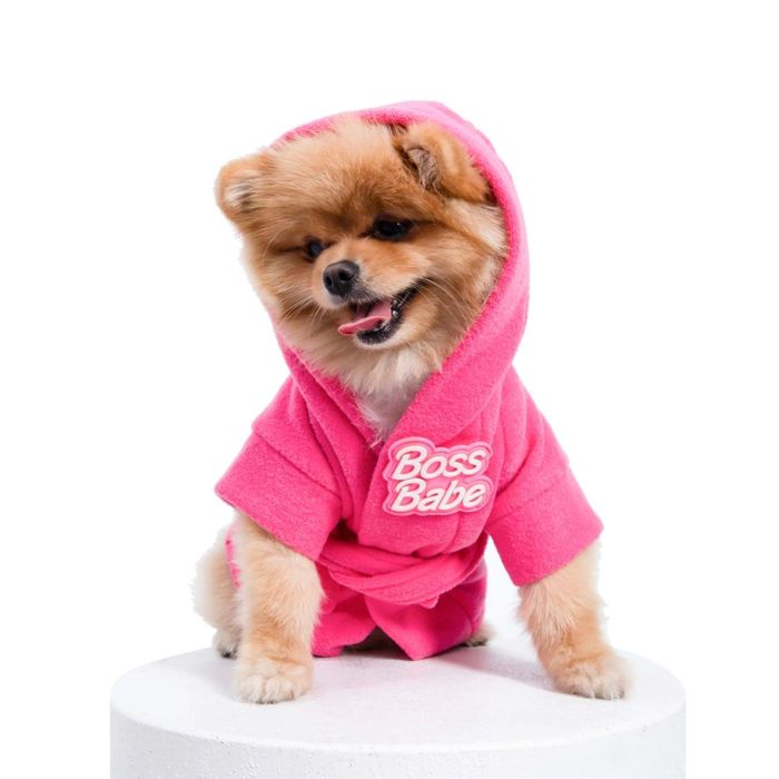 即納【MOSHIQA】Paris Collection Boss Babe Dog Bathrobe 亜米利加  犬装置  ドッググッズ  ドッグウェア  犬服  犬の服  小型犬  小型犬服  西洋手ぬぐい  バスローブ