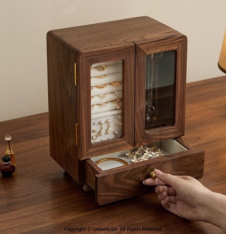 アクセサリーケース ジュエリーボックス 木製 アンティーク風 ジュエリーケース アクセサリーボックス 大容量 引き出し 小物入れ アクセサリー 可愛い コンパクト おしゃれ 収納