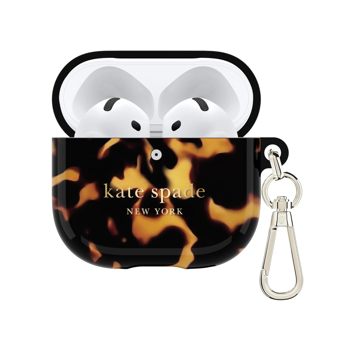 ケイト・スペード ニューヨーク AirPods 4 保護ケース キーチェーンリング付き - 透明亀 AirPods第4世代に対応