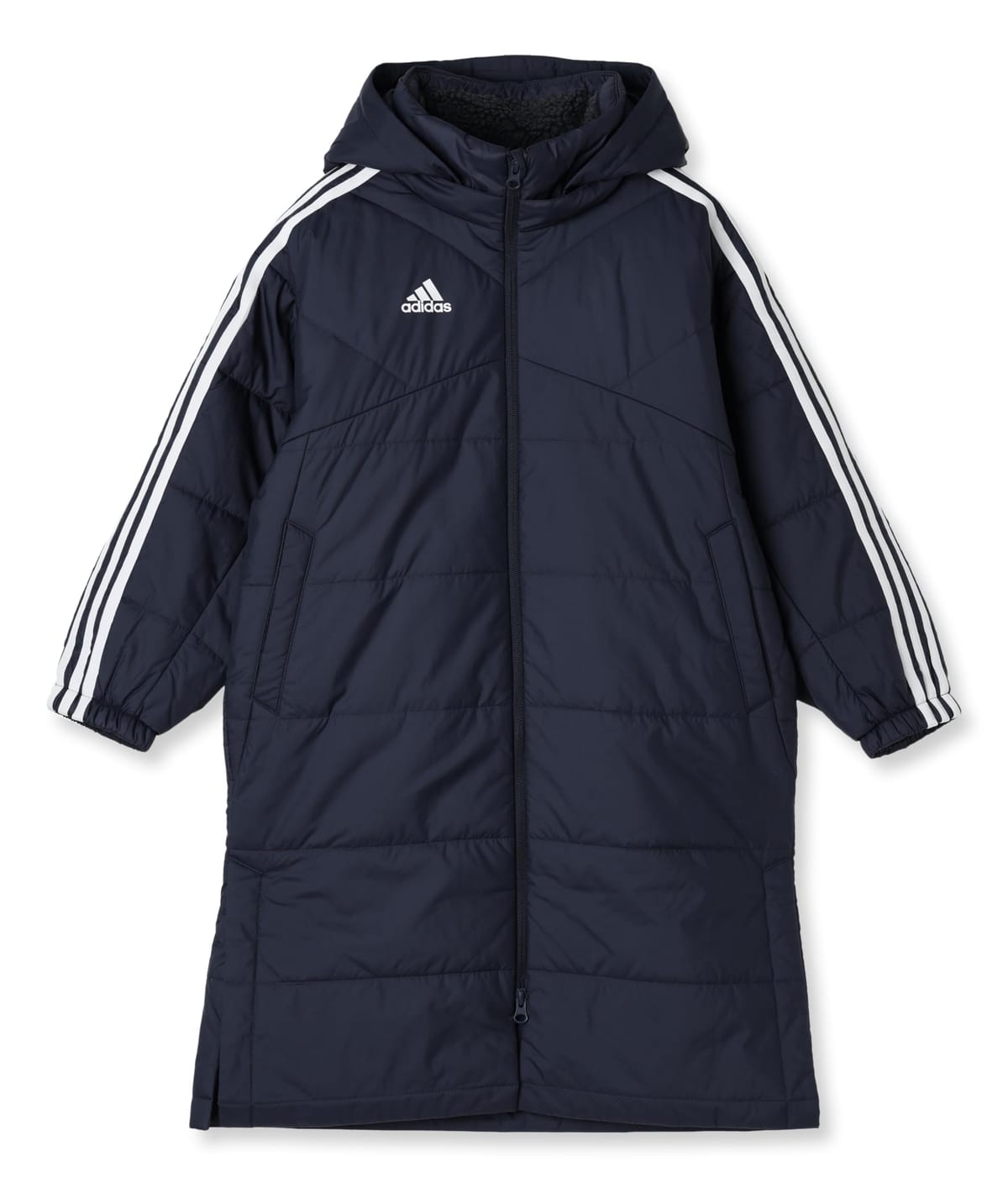 adidas(アディダス) 厚地の外套 キッズキッズ 船檣こしき 3ストライプス ルーズフィット ボアロングコート KWY19ボーイズ