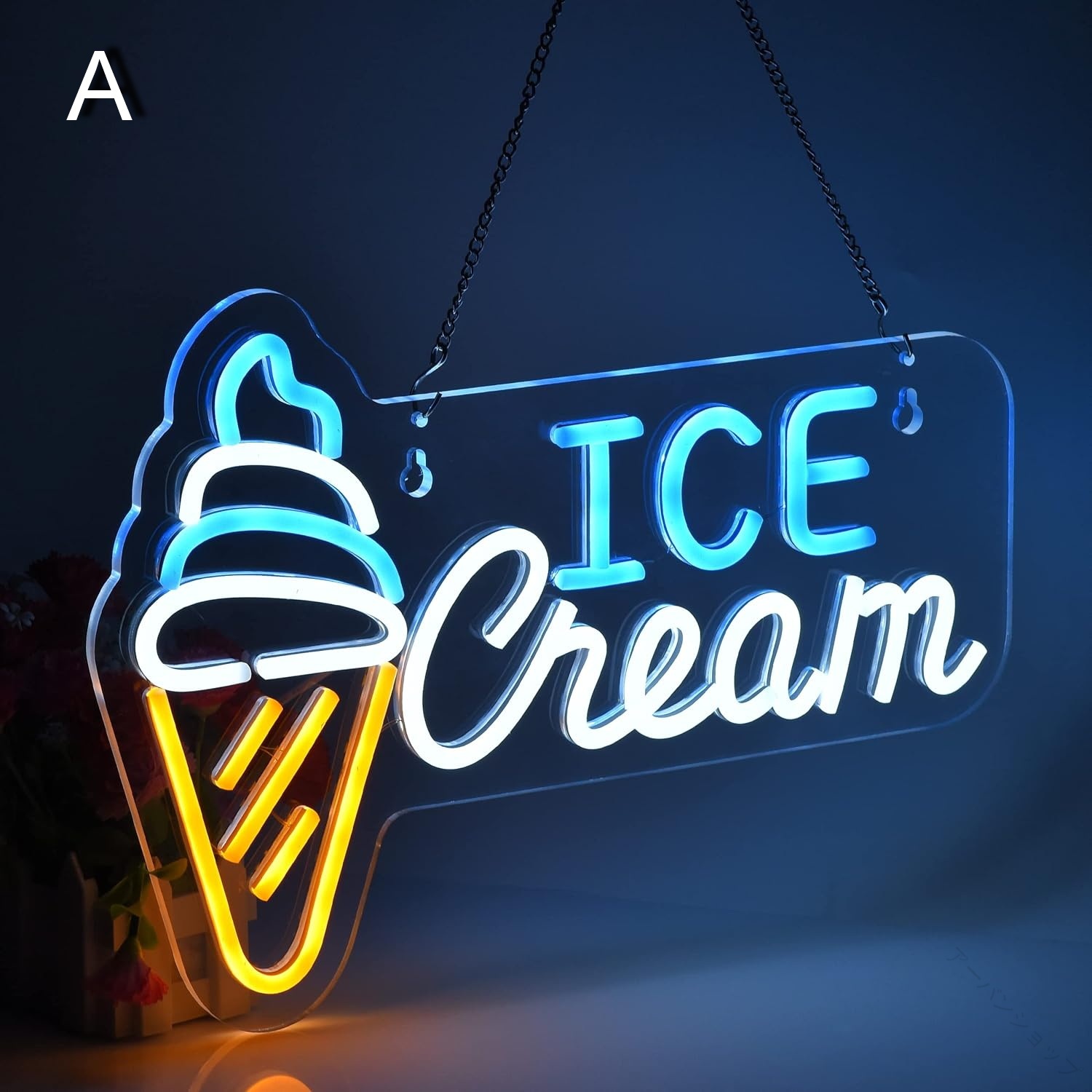 アイスクリーム ネオンサイン LED アイスクリーム ネオンライト Ice Cream お洒落 アイスクリーム屋さん お店 看板 店舗 インテリア レストラン バー 居酒屋 飲食店 喫茶店 用 サイン パーティー 装飾 イベント 飾り OPEN ネオン管 ライト USB 給電
