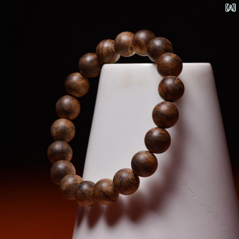 仏珠 メンズ 女性用 黒油 蛇皮紋 10mm 老料 沈香 手串 ビーズ チェーン アクセサリー 天然 素材 光沢 加工 ユニセックス デザイン 百搭 スタイル 打磨 仕上げ 春季 コレクション 通年 用途 ｜アーバンショップ