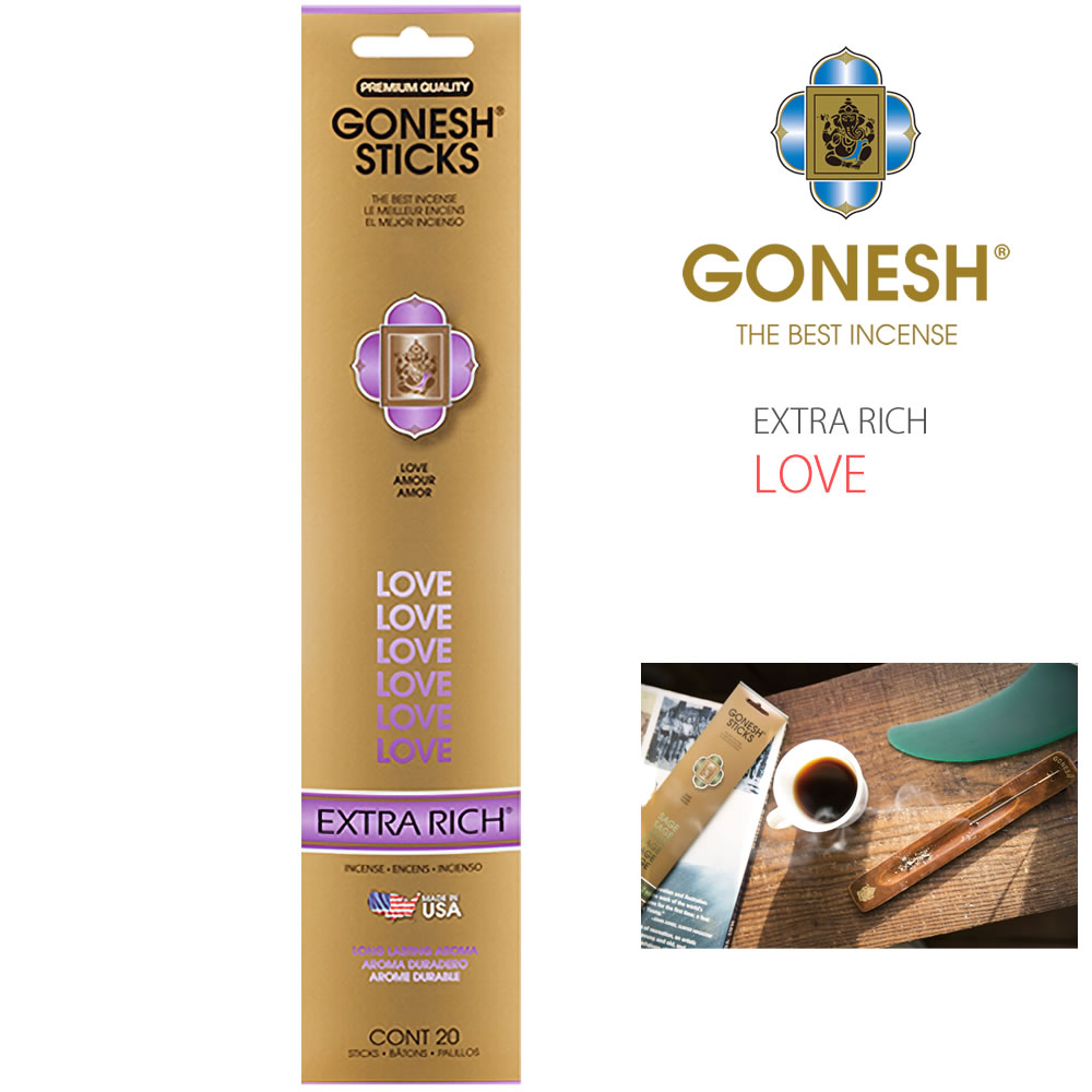 【楽天市場】【LOVE】GONESH インセンススティック エクストラリッチシリーズ お香 20本入り ガーネッシュ ( GOXRLO