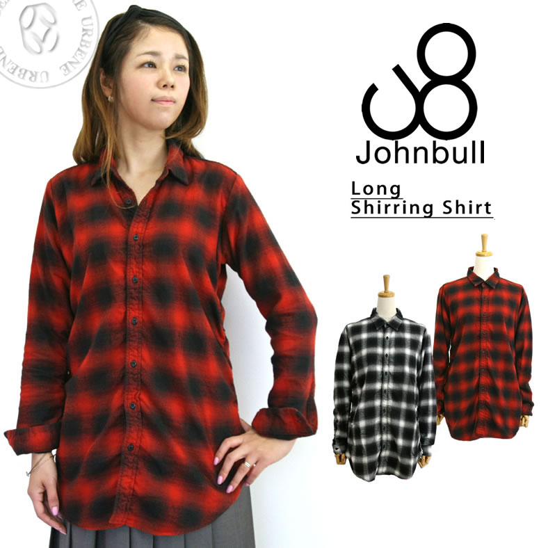 ジョンブル JOHNBULL レディース シャツ 長袖 シワ加工 シャーリング チェック ボイル as846 Johnbull ジョンブル JOHNBULL レディース シャツ 長袖 シワ加工