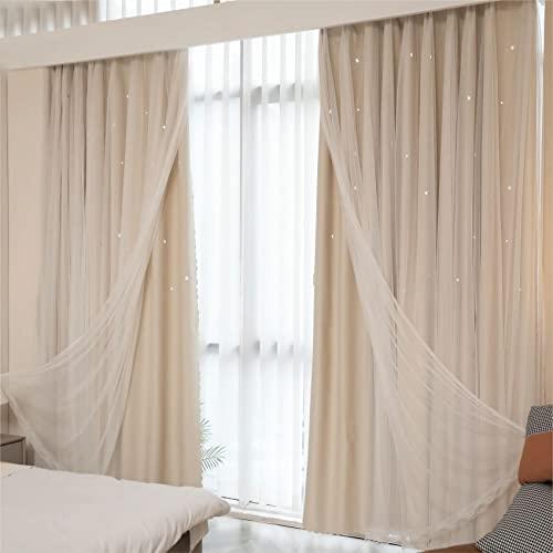 ベージュ ドレープカーテンとレースカーテンセット（腰窓） 楽天市場】カーテン 姫系 4枚セット 遮光 丈110cm*幅100cm レース