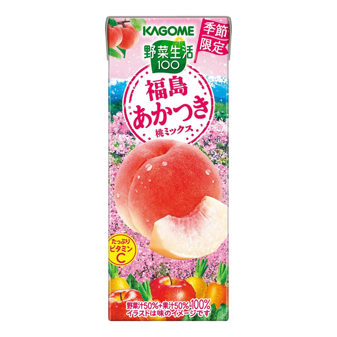カゴメ 野菜生活100 福島あかつき桃ミックス195ml×24本 【季節限定品】画像