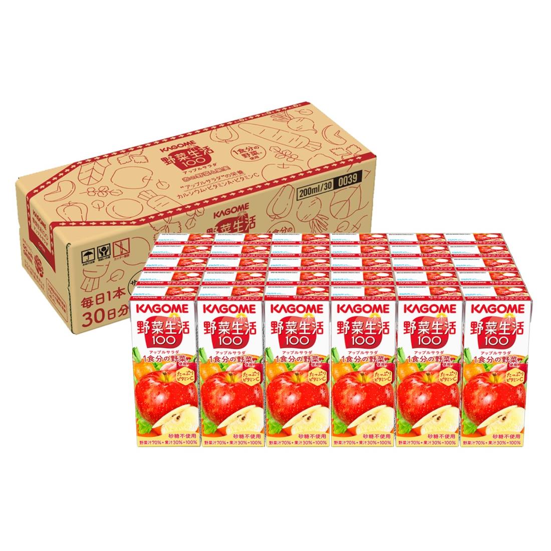 【楽天市場】カゴメ 野菜生活100 ア ッ プ ルサラダ 200ml紙パック×30本(毎日1本30日分 砂糖不使用 ビ タ ミ ン C