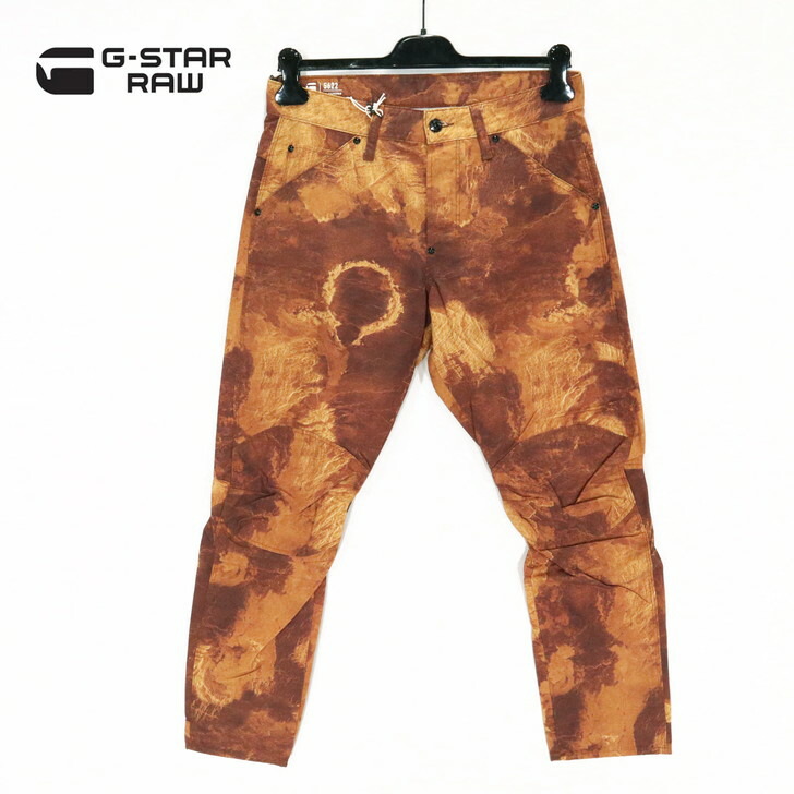 65%オフ 新品 正規品 ジースターロゥ G-Star RAW パンツ 29 メンズ Mサイズ ライトブラウン柄 5ポケット コットン100% プリント 5622 3D TAPERED D04956-A357-9680