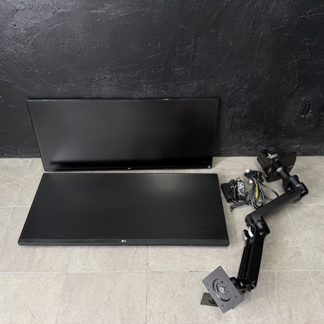 LG モニター 34インチ 2点セット 【中古】動作保証 34UM59 ウルトラワイド ディスプレイ デュアルアーム付き スタンド無し / 517525｜urica店
