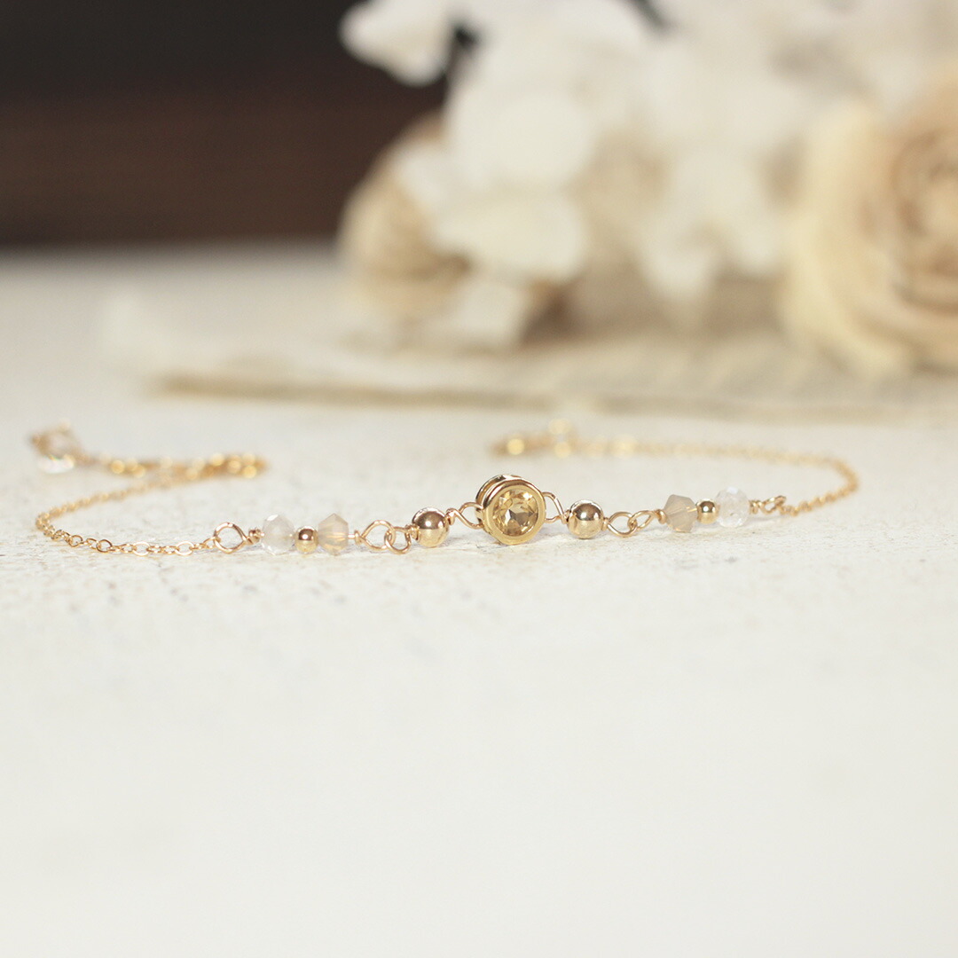 楽天市場】Candycharm 14KGF天然石2連ブレスレットシトリン×トパーズ