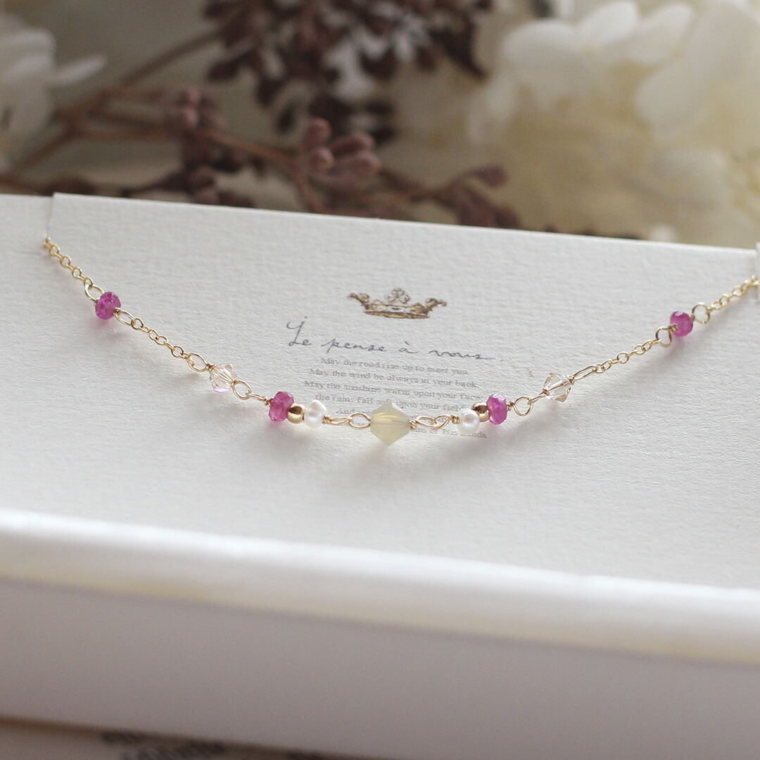 楽天市場】ルビー＆水晶 キラキラカットブレスレット 天然石