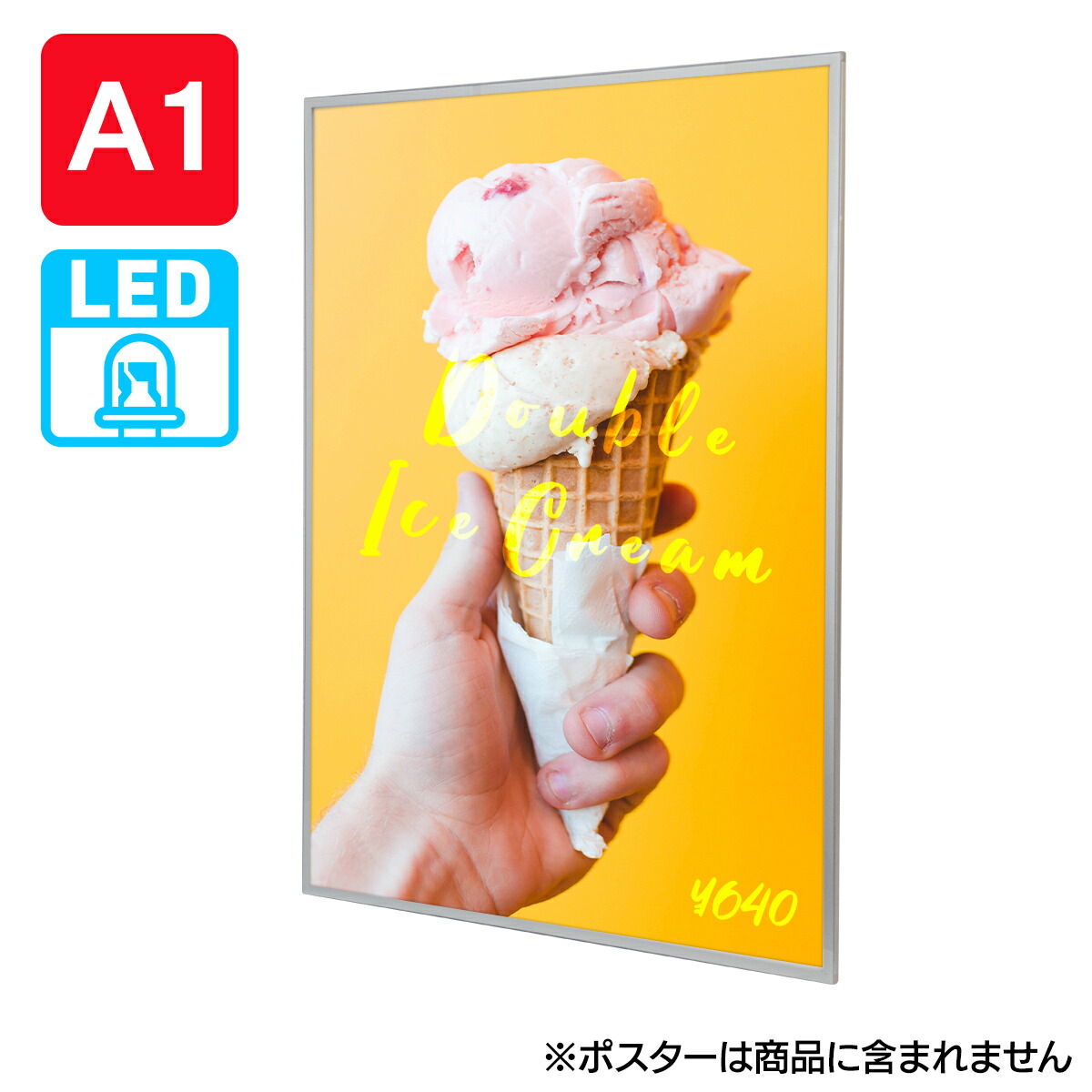 LED ポスターフレーム A1 薄型 シルバー | ライトパネル サイン 電飾看板 黒 銀 枠 フレーム ポスター パネル 光る ポスターフレーム バックライト 卓上 壁掛け ライティングボード 軽量 薄型 看板 店舗看板 屋台 ナイト 夜営業 キッチンカーフォト LEDサイン ネオン 代引き