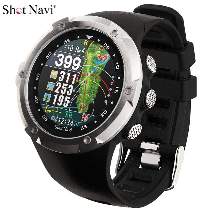 【週末祝送りとどける】【新品】ショットナビ ゴルフ W1 エヴォルブ ウオッチ型GPSナビ Shot Navi W1 Evolve 黒いこと＆しろがね色