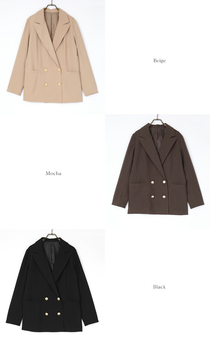 楽天市場 テーラードダブルジャケット アウター レディース ジャケット ダブルボタン ゴールドボタン 高見え 裏地付き ポケット ニュアンスカラー Urs ユアーズ