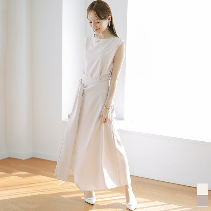 トップス×ラップスカートセットアップ 衣装 レディース ノースリーブ 巻きスコート風 セパレート 分かりやすい