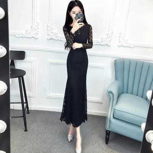 値引きする 楽天市場 パーティードレス 結婚式 二次会 ワンピース ドレス 大人 ピアノ 発表会 ドレス 長袖 結婚式のお呼ばれ40代 マーメードライン レース ロング丈 上品 ドレッシー 可愛い レディースファッションお呼ばれ 大人可愛い 式30 式40 カジュドレ Urubei