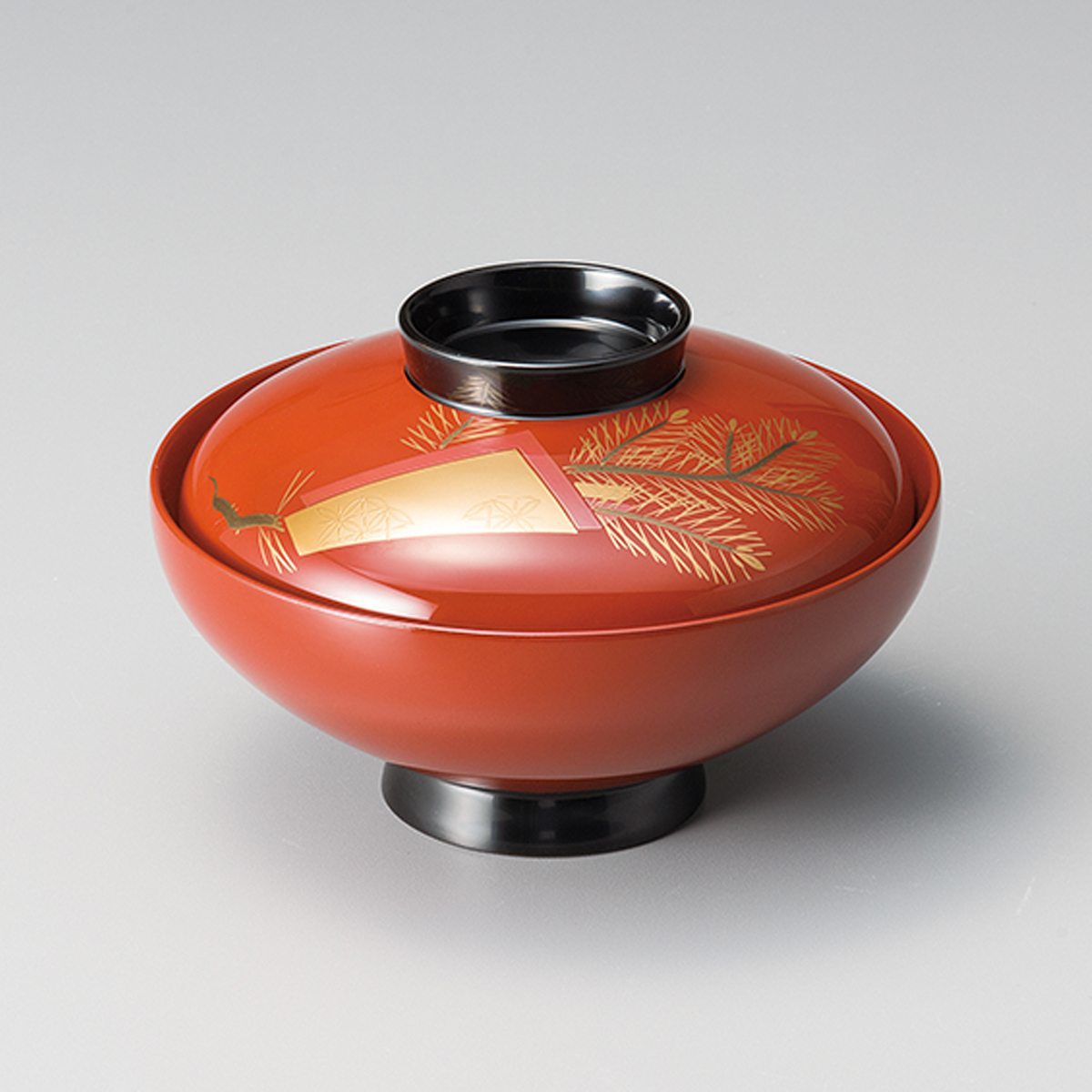 色紙松 吸物椀 古代朱 5客セット送料無料 蓋付 セット 宮内庁御用達 日本製 お椀 おしゃれ 木製 汁椀 漆器 漆塗 御祝 ギフト 5客 雑煮 正月 迎春 ふた お吸物 味噌汁椀 蓋付椀 割れにくい 軽い Giet Edu