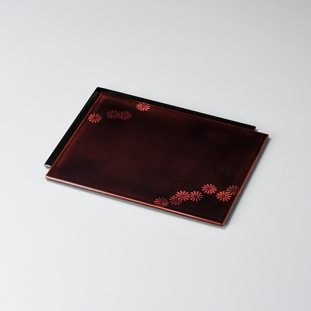 菊白檀 色紙盛皿（透溜） 宮内庁御用達 木 木製 日本製 来客 越前漆器 うるし 艶 上品 器 漆器 漆塗 手塗 高級 おすすめ 盛皿 パーティ 越前塗 大皿 お皿