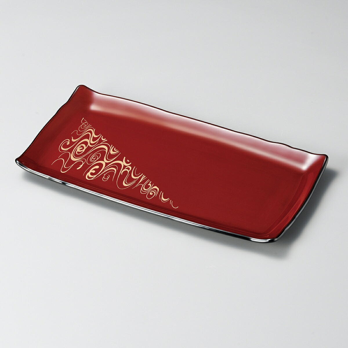 流水 吉野長角皿（吟朱） 宮内庁御用達 木合 日本製 来客 うるし 艶 上品 器 漆器 漆塗 手塗 高級 おすすめ 盛皿 パーティ 越前塗 大皿 お皿 長方形