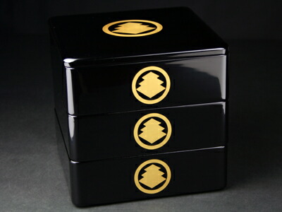 重箱 漆器　家紋入り 楽天市場】越前漆器 家紋入り 木製 三段重箱 : 漆器 久太郎