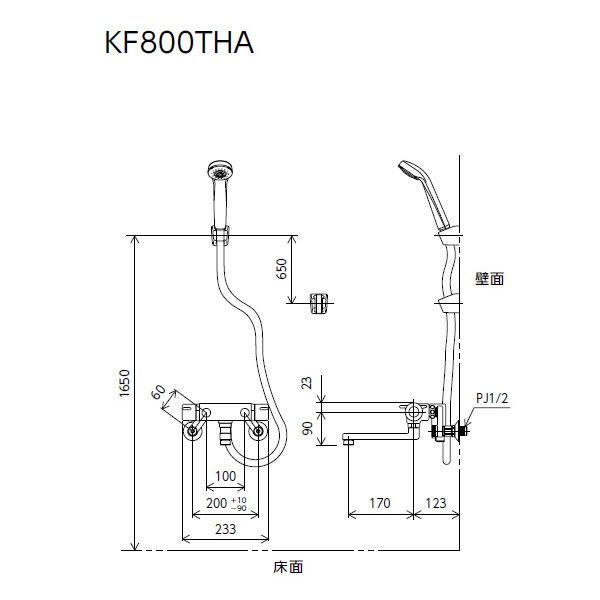 KVK サーモスタット式シャワー楽締めソケット付 KF800THA 当社の KF800THA