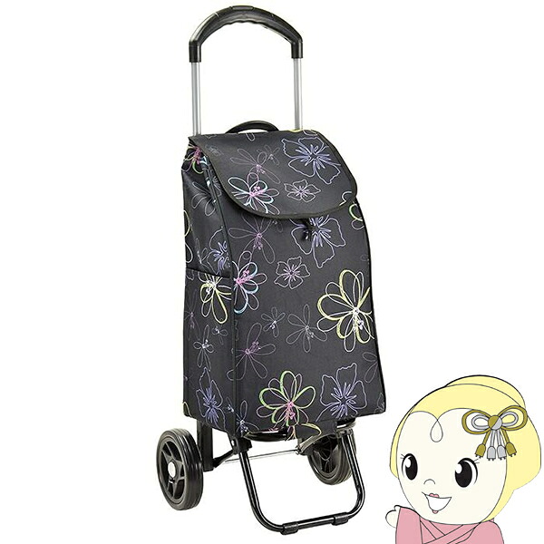 ショッピングカート 32L ヴァレンチノビスカーニ 2輪 折りたたみ 高さ調節可能 黒 花柄【KK9N0D18P】