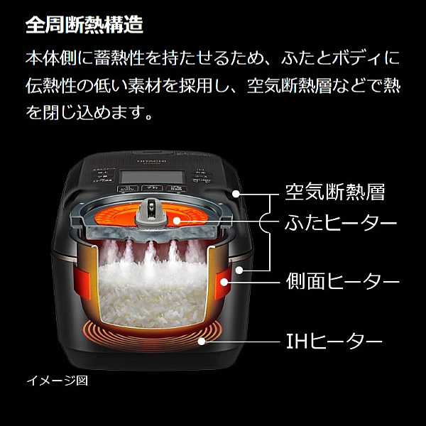 炊飯器 日立 HITACHI 漆黒 圧力スチームIHジャー ふっくら御膳 RZ