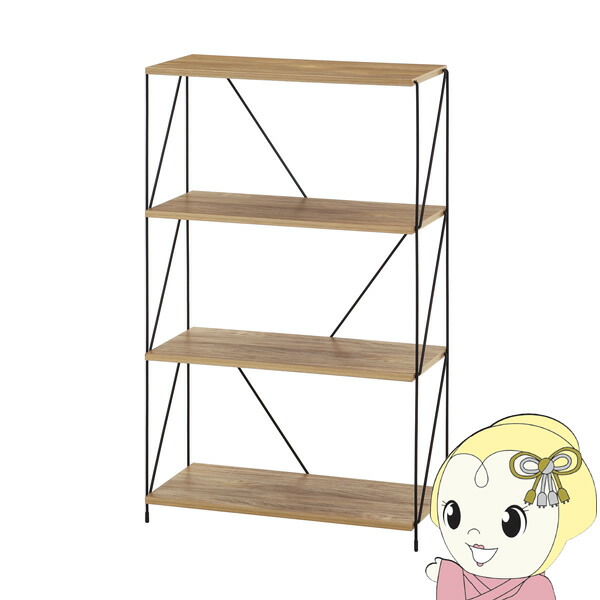 【4/18限定 ﾀﾞｲﾔﾓﾝﾄﾞ会員ならｴﾝﾄﾘｰで当店全品最大P8倍】オープンラック オープンシェルフ 不二貿易 EZBO ワイヤーラック 4段 60幅 ナチュラルオーク 工具不要 組立簡単 おしゃれ FUJI-77563【/srm】