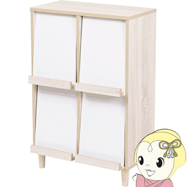 サイドボード モダン キャビネット 扉付き ディスプレイラック スリム 収納 コンパクトキャビネット a4 ナチュラル&times;ホワイト【/srm】｜ウルトラぎおん店