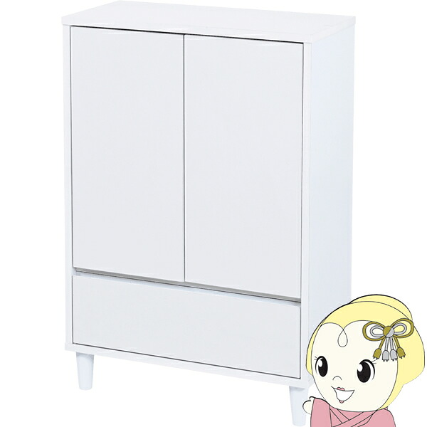 リビングチェスト おしゃれ キャビネット 引き出し リビングボード 北欧 扉付き チェストラック 脚付き ラック 3段 ホワイト【/srm】｜ウルトラぎおん店