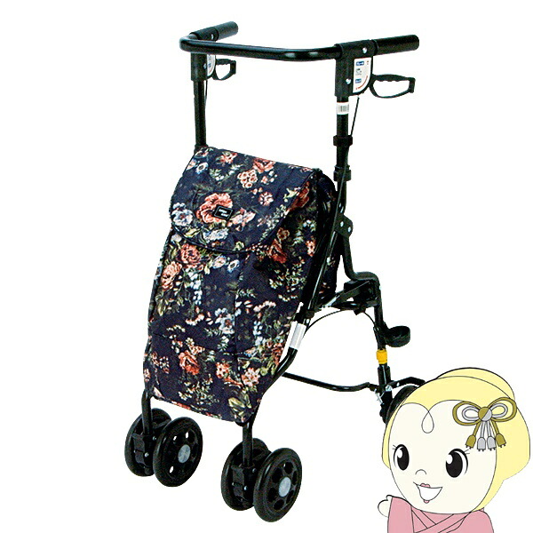 マキテック シルバーカー アンティ ローズ 押し車 介護 高齢者 屋外用 買い物 歩行補助イス付 耐荷重100kg UX-2RF【/srm】