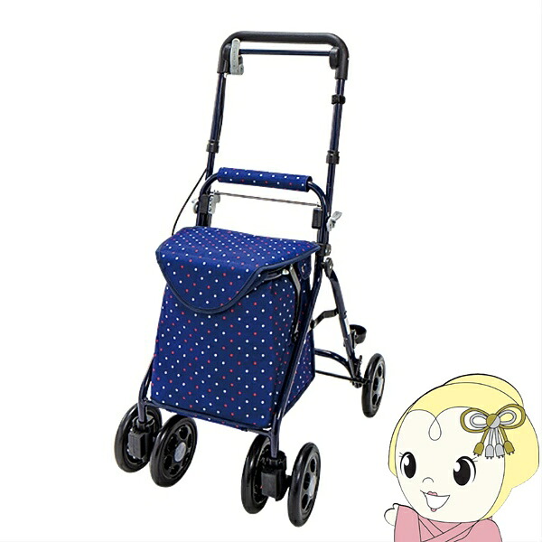 マキテック シルバーカー らくらくスリムバスケット ドットネイビー 押し車 高齢者 買い物 おしゃれ YX-371DN【/srm】