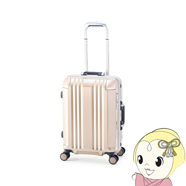 スーツケース フレームタイプ 機内持込 35L シャンパンゴールド 前輪ストッパー機能付 静音キャスター 軽量 TSAロック デカかるEdge FRAME【/srm】｜ウルトラぎおん店 26,554円