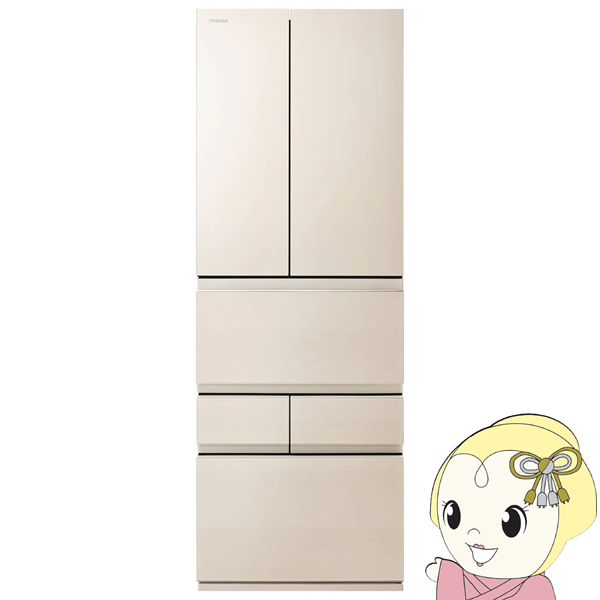 冷蔵庫 【標準設置費込】 東芝 TOSHIBA 508L 6ドア グレインアイボリー GR-Y510FZ-UC ぎおん【KK9N0D18P】