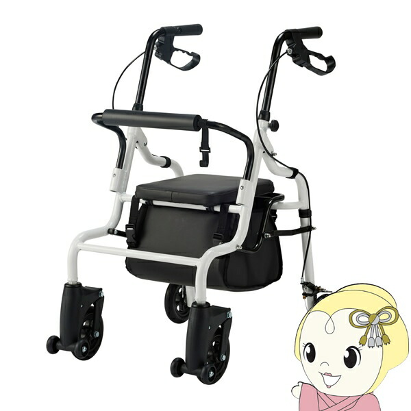 歩行車 歩行器 コエル スルーン歩行車 KOL-01 アルミフレーム 段差 カゴ載せ 買い物カゴ ショッピング 屋外 屋内 マキテック ホワイト【/srm】 36,400円