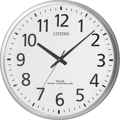CITIZEN シチズン　8MY465-019 リズム時計 掛時計 大型 電波　連続秒針 シルバー スペイシーM465【/srm】｜ウルトラぎおん店 21,560円