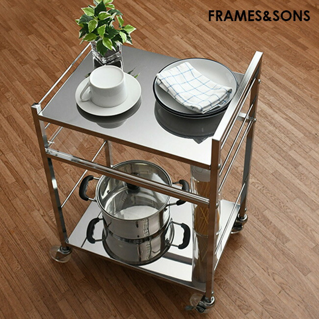 楽天市場】【特典あり】FRAMES＆SONS ステン天板キッチンワゴン 大