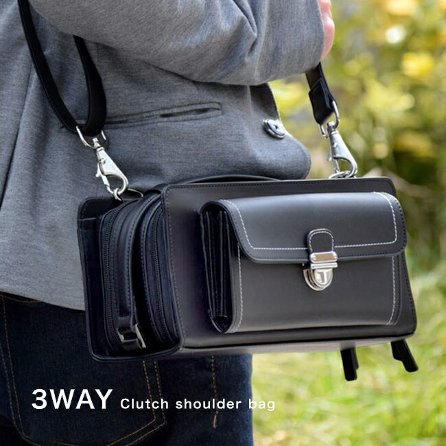 ◎MARCO Limited マルコリミテッド 本牛革クラッチショルダーバッグ [クラッチバッグ ショルダーバッグ ハンドバッグ 3WAY メンズ レディース お財布バッグ お財布バッグショルダー レザー 本革 黒 おしゃれ]